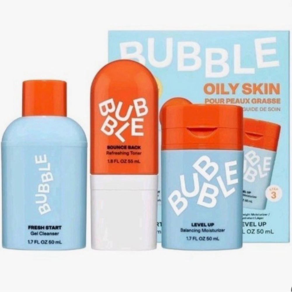 Bubble Oily Skin Starter Kit Cleanser Mist Moisturizer